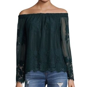Off the Shoulder Lace Teal Top